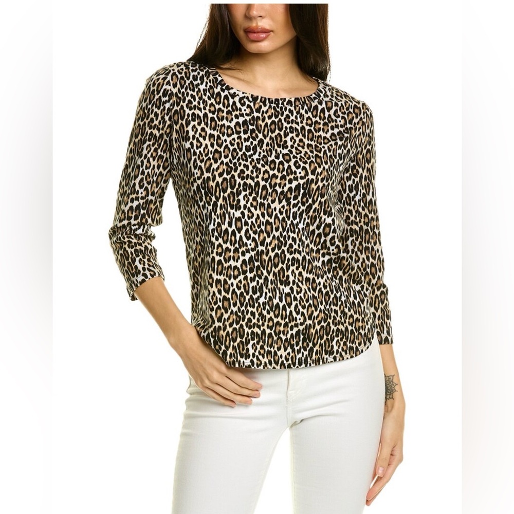 Tommy Bahama Womens Cotton Animal Print 3/4 Sleeve Shirt Top Size Small